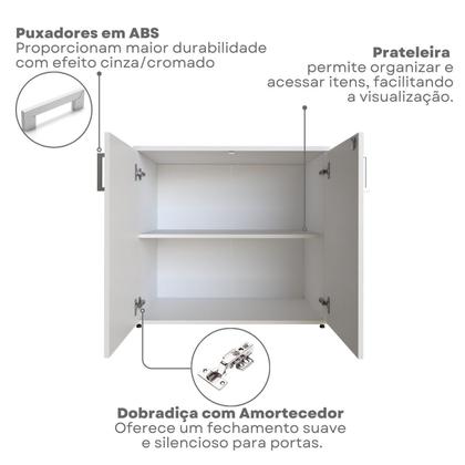 Imagem de Escrivaninha Mesa Escritório com Armário Baixo e Aéreo com Chave 200cm X 75cm Modular