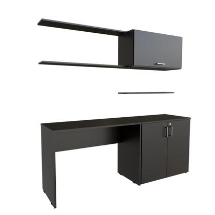 Imagem de Escrivaninha Mesa Escritório com Armários 180cm e Prateleira
