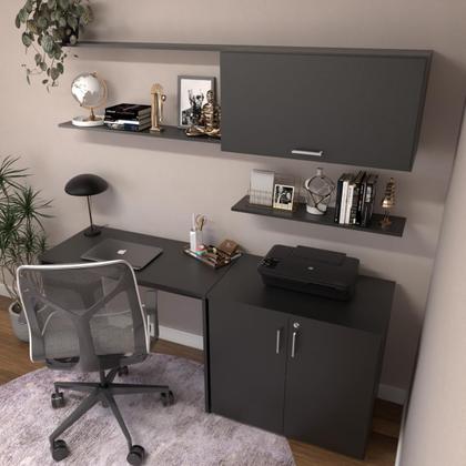 Imagem de Escrivaninha Mesa Escritório com Armários 180cm e Prateleira