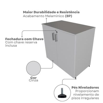 Imagem de Escrivaninha Mesa Escritório com Armários 180cm e Prateleira