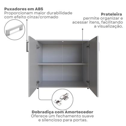 Imagem de Escrivaninha Mesa Escritório com Armários 180cm e Prateleira