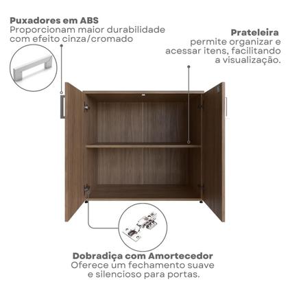 Imagem de Escrivaninha Mesa Escritório com Armários 180cm e Prateleira