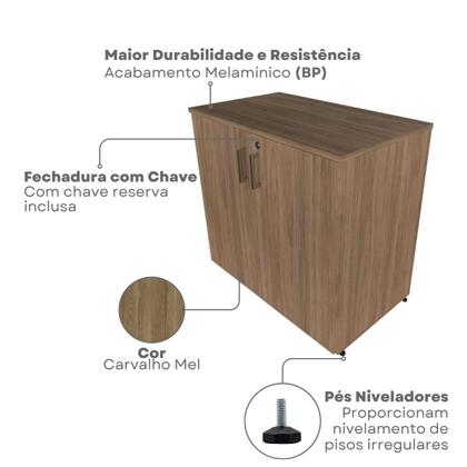 Imagem de Escrivaninha Mesa Escritório com Armários 180cm e Prateleira