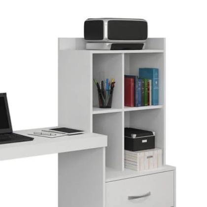 Imagem de Escrivaninha Mesa Escritório com Estante 2 Gavetas 4 Nichos Alana