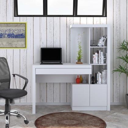 Imagem de Escrivaninha Mesa Escritório com Estante 2 Portas 1 Gaveta Me4143