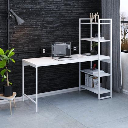 Imagem de Escrivaninha Mesa Escritório com Estante 4 Prateleiras Estilo Industrial 150cm Active Yescasa