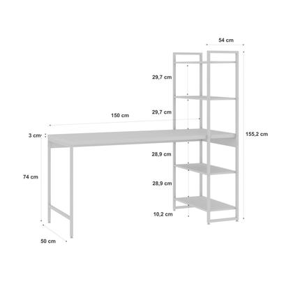 Imagem de Escrivaninha Mesa Escritório com Estante 4 Prateleiras Estilo Industrial 150cm Active Yescasa