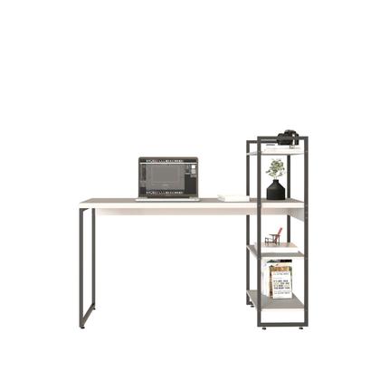 Imagem de Escrivaninha Mesa Escritório com Estante Alta Estilo Industrial 135cm com 03 Prateleiras Dynamica Yescasa