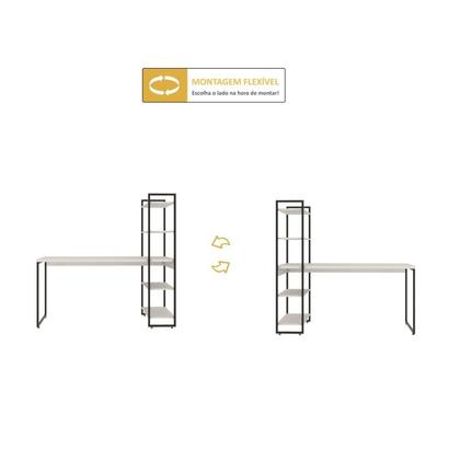 Imagem de Escrivaninha Mesa Escritório com Estante Alta Estilo Industrial 150cm com 04 Prateleiras Dynamica Yescasa