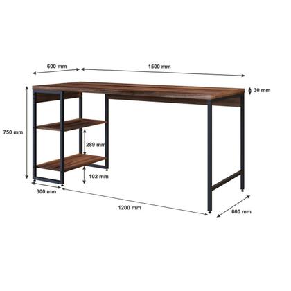 Imagem de Escrivaninha Mesa Escritório com Estante Baixa 2 Prateleiras Estilo Industrial 150cm Active Yescasa