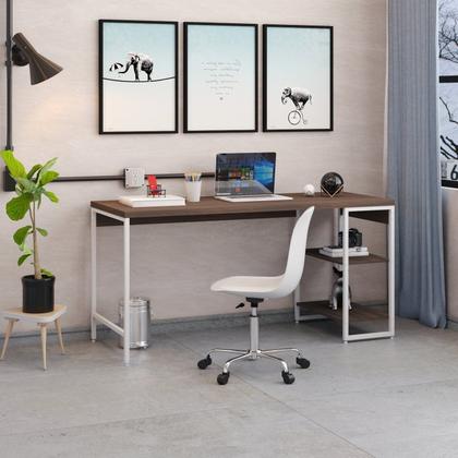 Imagem de Escrivaninha Mesa Escritório com Estante Baixa 2 Prateleiras Estilo Industrial 150cm Active Yescasa