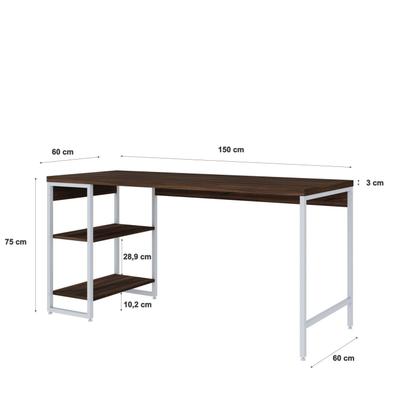 Imagem de Escrivaninha Mesa Escritório com Estante Baixa 2 Prateleiras Estilo Industrial 150cm Active Yescasa
