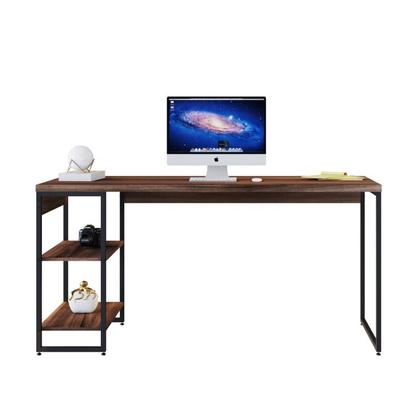 Imagem de Escrivaninha Mesa Escritório com Estante Baixa Estilo Industrial 150cm com 02 Prateleiras Dynamica Yescasa