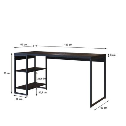 Imagem de Escrivaninha Mesa Escritório com Estante Baixa Estilo Industrial 150cm com 02 Prateleiras Dynamica Yescasa
