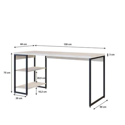 Imagem de Escrivaninha Mesa Escritório com Estante Baixa Estilo Industrial 150cm com 02 Prateleiras Dynamica Yescasa