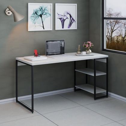 Imagem de Escrivaninha Mesa Escritório com Estante Baixa Estilo Industrial 150cm com 02 Prateleiras Dynamica Yescasa