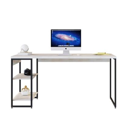 Imagem de Escrivaninha Mesa Escritório com Estante Baixa Estilo Industrial 150cm com 02 Prateleiras Dynamica Yescasa