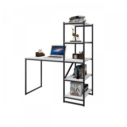 Imagem de Escrivaninha Mesa Escritório com Estante Home Office Fit 130cm Industrial Yescasa Branco