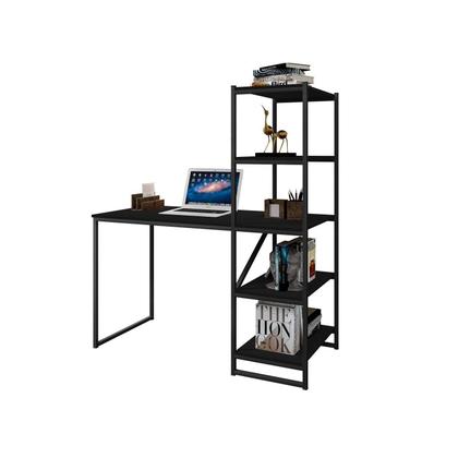 Imagem de Escrivaninha Mesa Escritório com Estante Home Office Fit 130cm Industrial Yescasa Preto