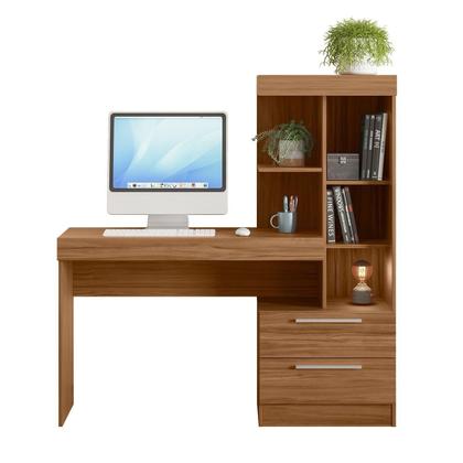 Imagem de Escrivaninha Mesa Escritório com Estante Office Nt 2010 2 Gavetas 131,5cm Freijo Trend Marrom
