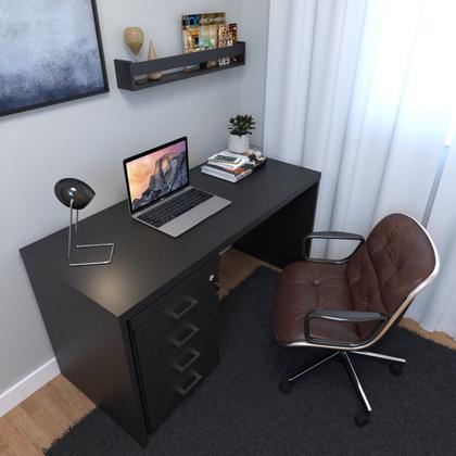 Imagem de Escrivaninha Mesa Escritório com Gaveteiro e Prateleira