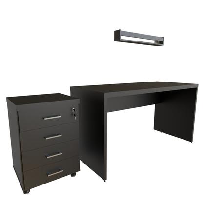 Imagem de Escrivaninha Mesa Escritório com Gaveteiro e Prateleira