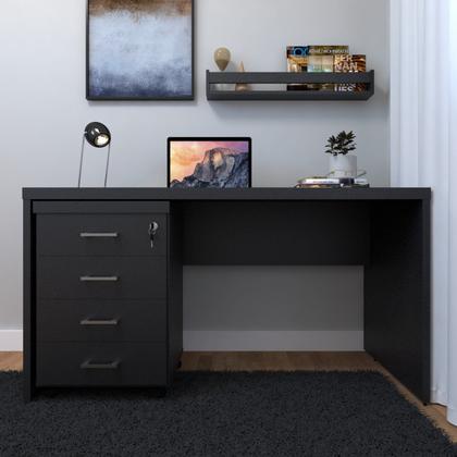 Imagem de Escrivaninha Mesa Escritório com Gaveteiro e Prateleira