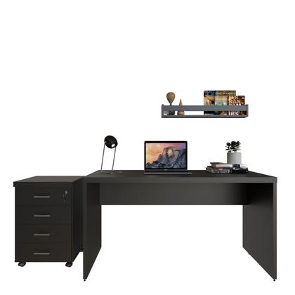 Imagem de Escrivaninha Mesa Escritório com Gaveteiro e Prateleira