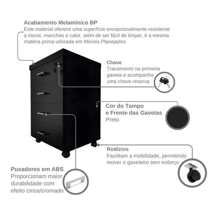 Imagem de Escrivaninha Mesa Escritório com Gaveteiro e Prateleira