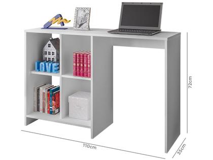 Imagem de Escrivaninha Mesa Escritório com Matrix 4 Nichos 110cm Branca