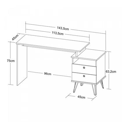 Imagem de Escrivaninha Mesa Escritório com Regulagem Estilo Industrial 2 Gavetas Plus