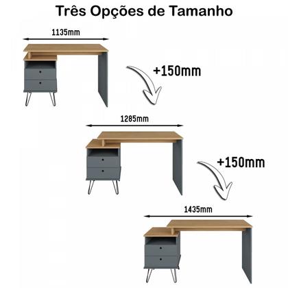 Imagem de Escrivaninha Mesa Escritório com Regulagem Estilo Industrial 2 Gavetas Plus