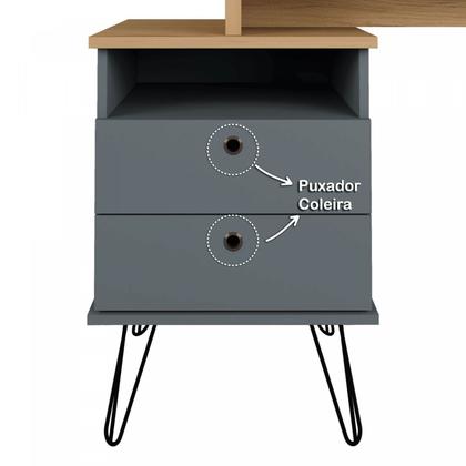 Imagem de Escrivaninha Mesa Escritório com Regulagem Estilo Industrial 2 Gavetas Plus