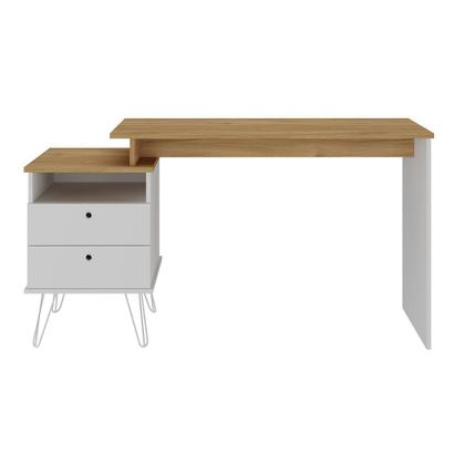 Imagem de Escrivaninha Mesa Escritório com Regulagem Estilo Plus 2 Gavetas 143,5cm Olmo e Branco Artany