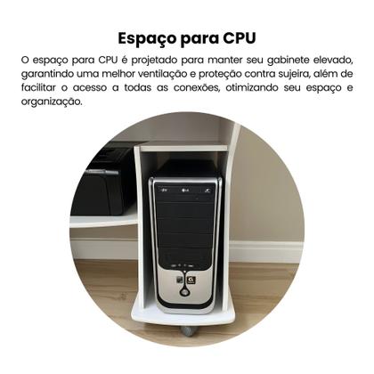 Imagem de Escrivaninha Mesa Escritório com Rodinhas, Espaço para Computador, CPU e Suporte para Teclado 160 Artely Branco