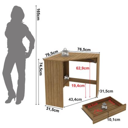 Imagem de Escrivaninha Mesa Escritório de Canto com 1 Gaveta ME4169 Espresso Móveis