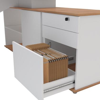 Imagem de Escrivaninha Mesa Escritório Diretor em L 3 Gavetas 1 Porta Spring Yescasa