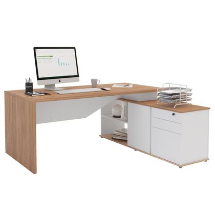 Imagem de Escrivaninha Mesa Escritório Diretor em L 3 Gavetas 1 Porta Spring Yescasa