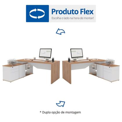 Imagem de Escrivaninha Mesa Escritório Diretor em L 3 Gavetas 1 Porta Spring Yescasa