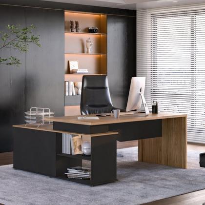 Imagem de Escrivaninha Mesa Escritório Diretor em L 3 Gavetas 1 Porta Spring Yescasa