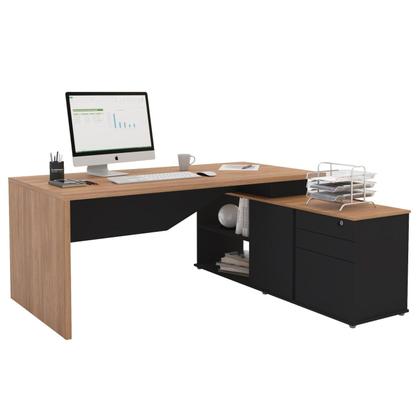 Imagem de Escrivaninha Mesa Escritório Diretor em L 3 Gavetas 1 Porta Spring Yescasa