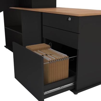 Imagem de Escrivaninha Mesa Escritório Diretor em L 3 Gavetas 1 Porta Spring Yescasa