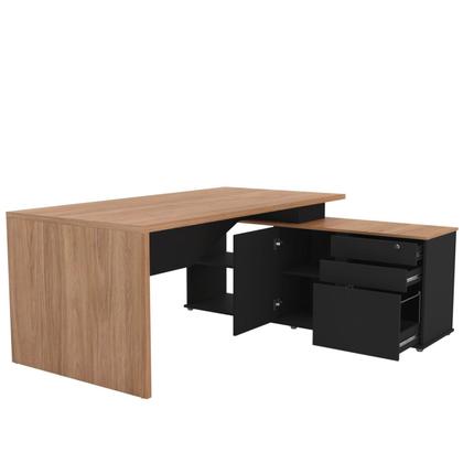 Imagem de Escrivaninha Mesa Escritório Diretor em L 3 Gavetas 1 Porta Spring Yescasa