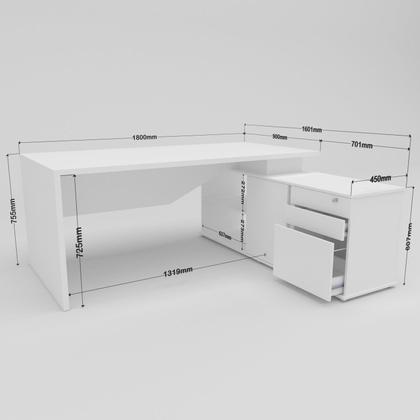 Imagem de Escrivaninha Mesa Escritório Diretor em L 3 Gavetas 1 Porta Spring Yescasa