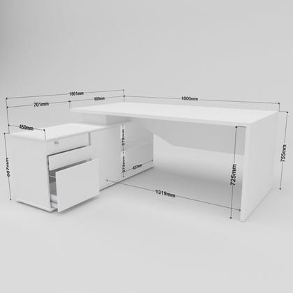 Imagem de Escrivaninha Mesa Escritório Diretor em L 3 Gavetas 1 Porta Spring Yescasa