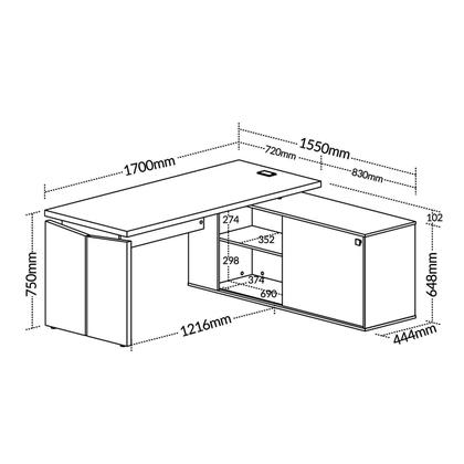 Imagem de Escrivaninha Mesa Escritório Diretor em L com Porta de Correr e Caixa de Tomada