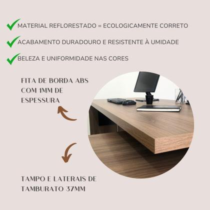 Imagem de Escrivaninha Mesa Escritório Diretor em L com Porta de Correr e Caixa de Tomada