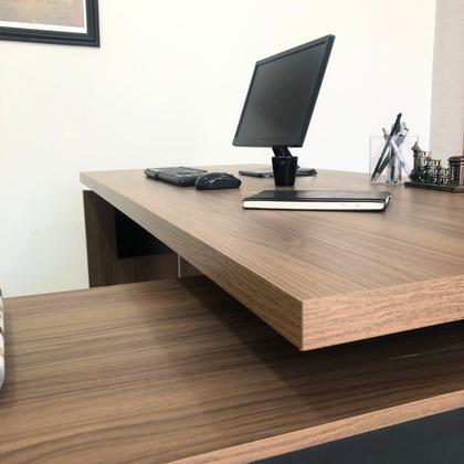 Imagem de Escrivaninha Mesa Escritório Diretor em L com Porta de Correr e Caixa de Tomada
