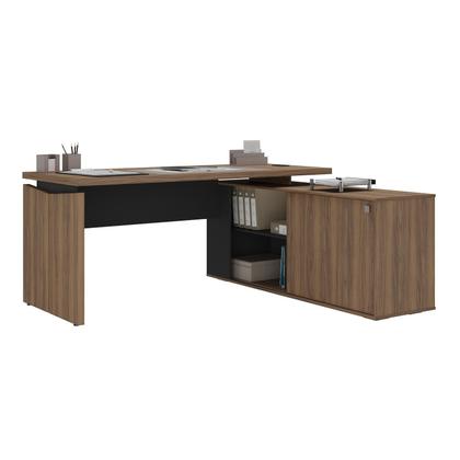 Imagem de Escrivaninha Mesa Escritório Diretor em L com Porta de Correr e Caixa de Tomada