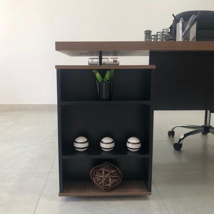Imagem de Escrivaninha Mesa Escritório Diretor em L com Porta de Correr e Caixa de Tomada